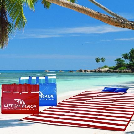 Tapis de plage tissé en PP imprimé recyclable